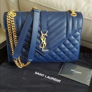 SOLD !!!!!!! YSL V Flap Envelope Blue Handbag